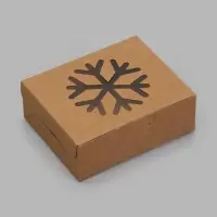 Коробка складная Снежинка крафт 10 х 8 х 3,5 см (фас 20шт)