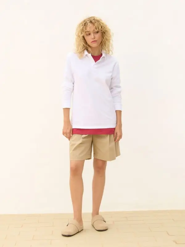 Рубашка поло унисекс с длинным рукавом Pacific LSL, белая, размер XS