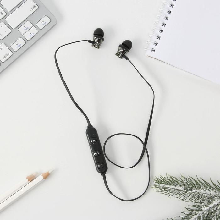 Беспроводные магнитные наушники с микрофоном «Санта», на Новый Год, длина провода 57,5 см.