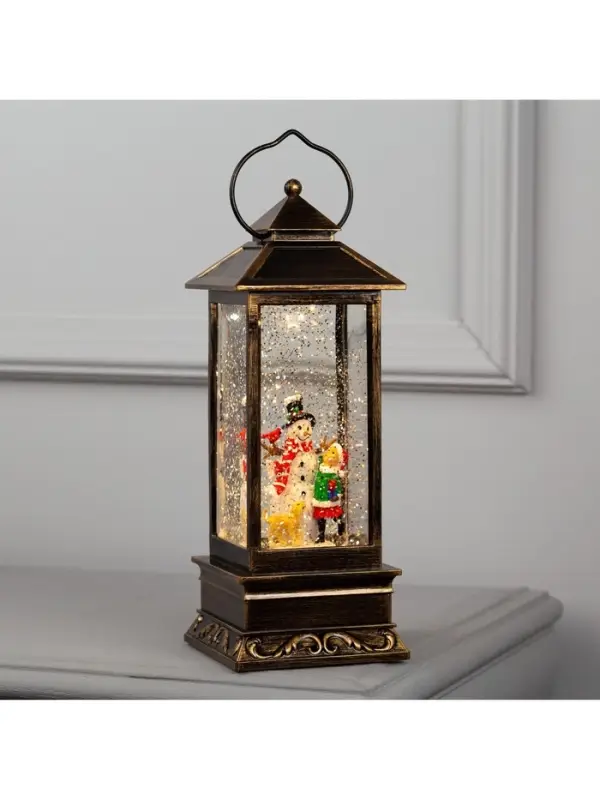 Светодиодная фигура &laquo;Девочка и снеговик&raquo; 10.5&times;27&times;10.5 см, пластик, от батареек ААх3, USB, свечение тёплое белое