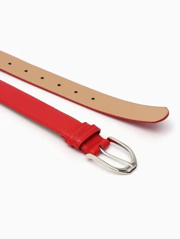 Ремень женский, 3.5&times;110 см, 1 прокол, серебристая пряжка, без винта, красный