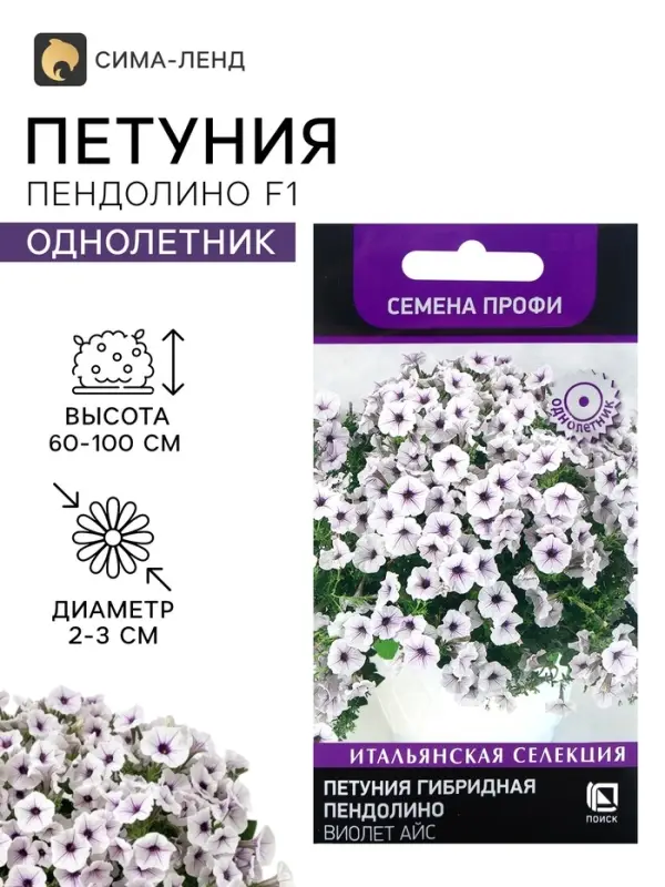Семена цветов Петуния гибридная &laquo;Пендолино Виолет Айс&raquo; 5 шт.
