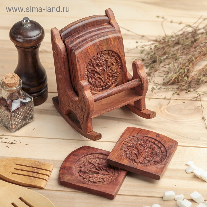 Подставка дерево под горячее  Подставка дерево под горячее "Кресло" 14,5х12,5х10 см