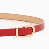 Ремень женский тонкий, 110&times;1.2 см, пряжка металл, золотистая, красный