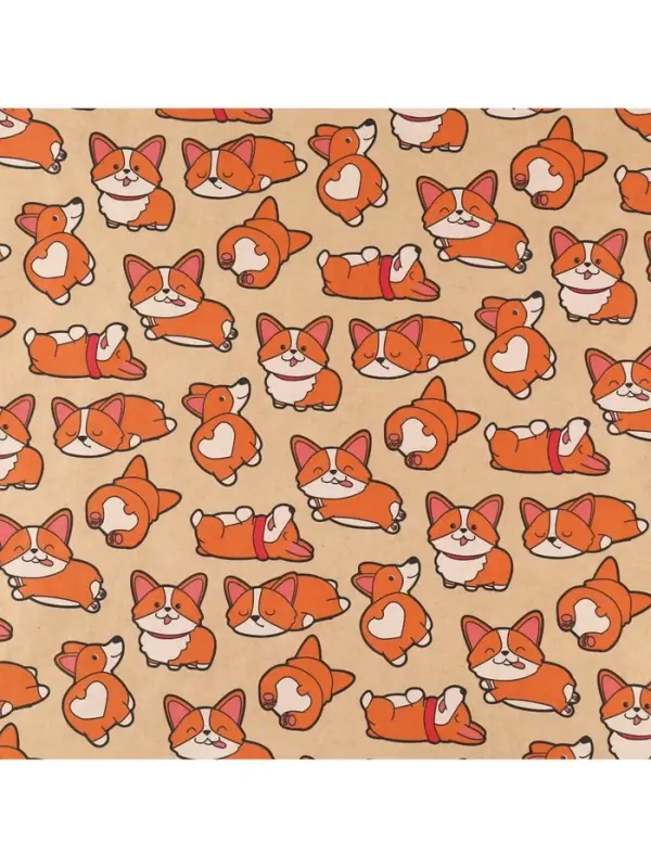 Бумага упаковочная крафтовая «Корги», 70 х 100 см Бумага упаковочная крафтовая «Корги», 70 х 100 см