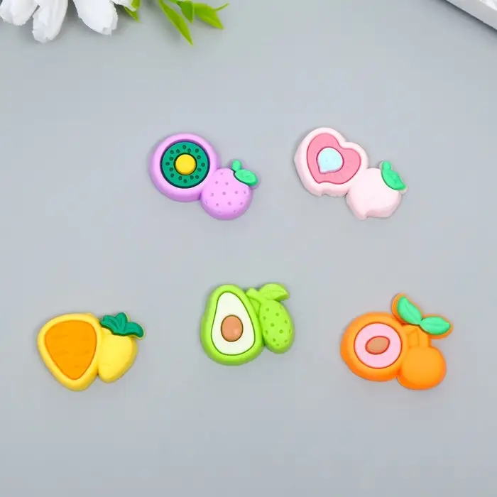 Декор для творчества резина Декор для творчества резина "Половинка фрукта" набор 15 шт 1,8х3,2х0,6 см