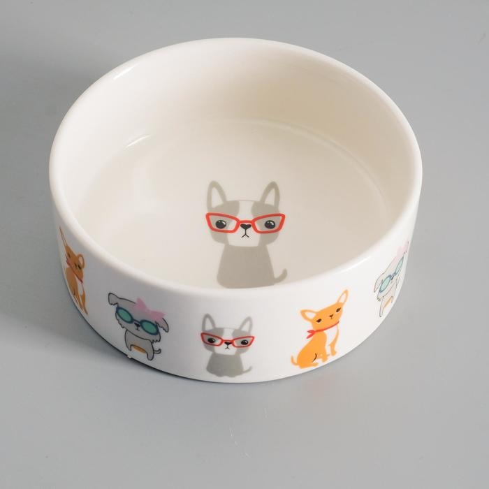 Миска керамическая  Миска керамическая "Важный пес" 250мл, 11,5 х 5 см, белая