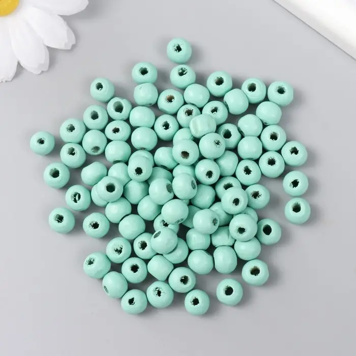 Бусины для творчества дерево "Зелёный лист" d-0,8 см, набор 20 гр