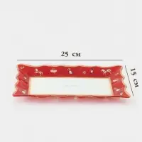 Блюдо сервировочное новогоднее Доляна «Сказочные истории», 25×16 см, стекло, белое, красное