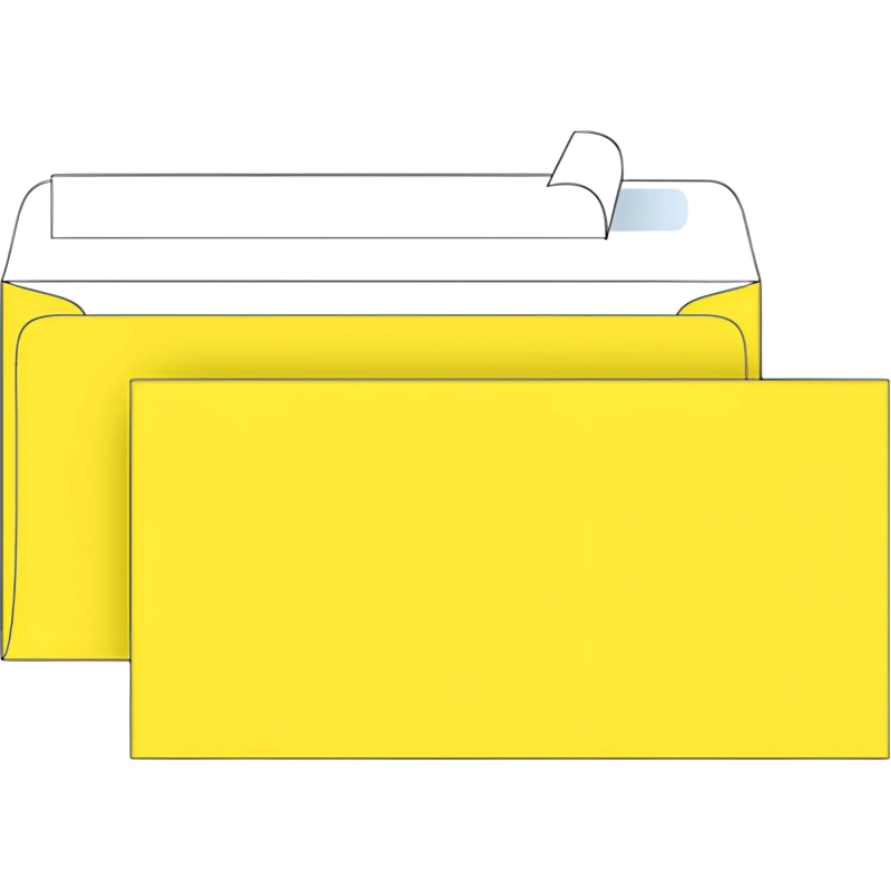 Конверт Желтый E65 стрип 110х220 90г Пинья 50шт/уп/1882