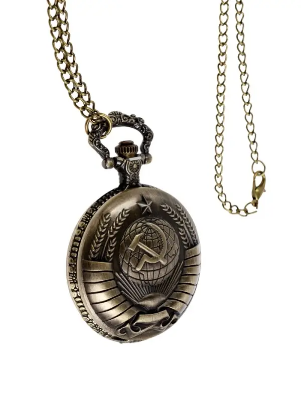 Часы карманные &laquo;СССР&raquo;, кварцевые, цепочка l-40 см, d=4.5 см