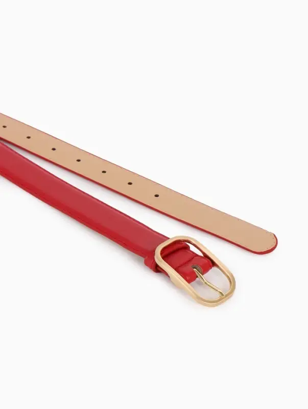 Ремень женский, 110&times;3 см, классическая пряжка металл, красный