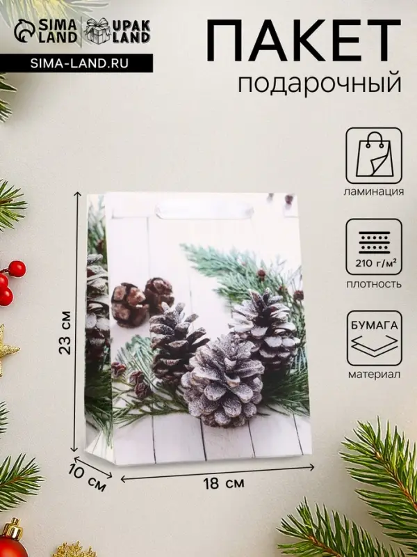 Пакет подарочный новогодний ламинированный &laquo;Зимняя пора&raquo; 18&times;23&times;10 см
