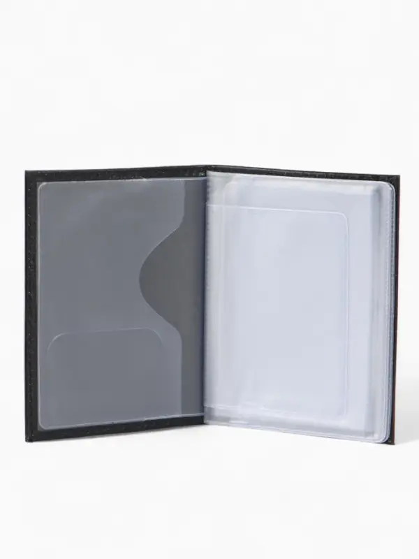 Обложка для автодокументов, натуральная кожа, гладкая, 10&times;1&times;13 см, чёрная