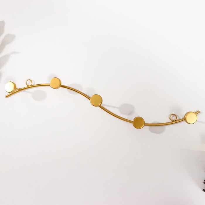 Крючки декоративные металл Крючки декоративные металл "Волна с точками" золото 6х40 см