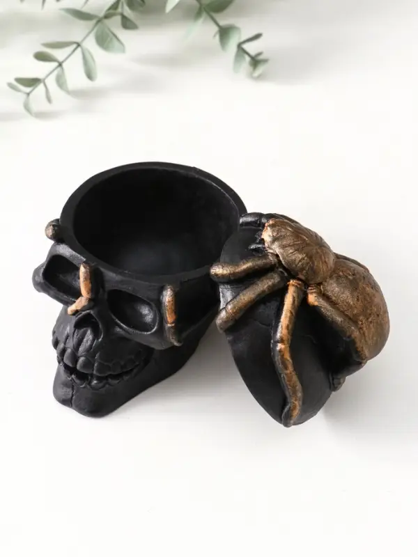 Шкатулка с крышкой «Череп», 10×8×10 см, чёрная