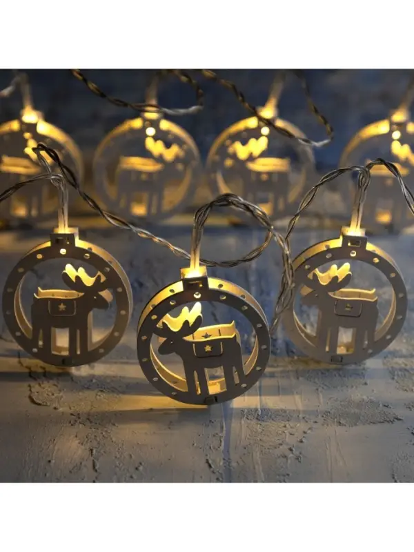 Гирлянда &laquo;Нить&raquo; 2 м с насадками &laquo;Оленёнок&raquo;, IP20, прозрачная нить, 10 LED, батарейки AAх2 (не в комплекте), свечение тёплое белое