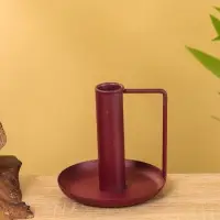 Подсвечник на 1 свечу текстурный с ручкой и блюдцем «Баклажан», 10×10×9.5 +/- ,5 см
