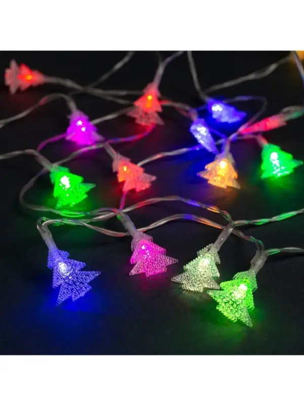 Гирлянда &laquo;Нить&raquo; 3 м с насадками &laquo;Ёлки&raquo;, IP20, прозрачная нить, 20 LED, свечение мульти (RG/RB), мигание, USB