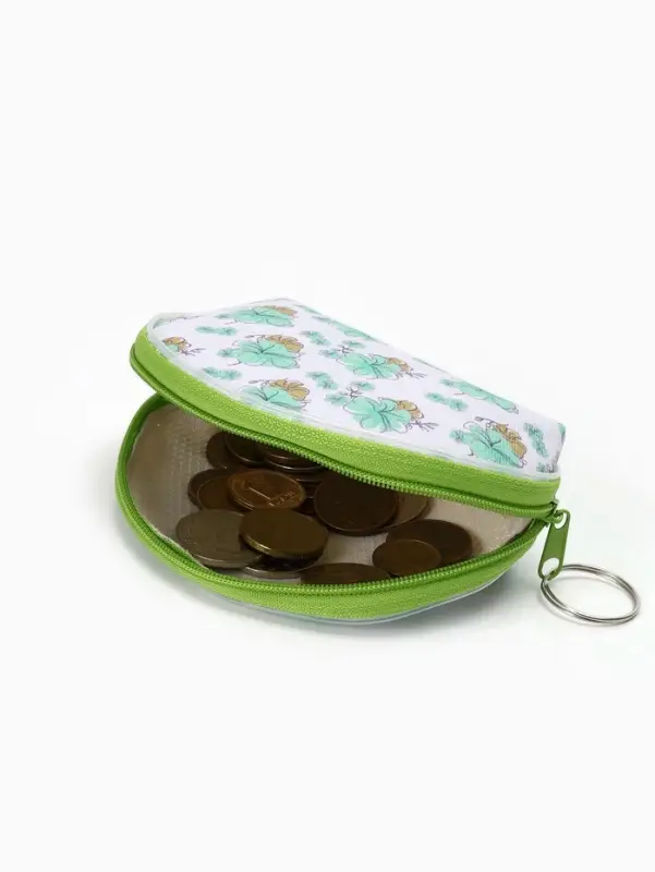 Кошелёк-монетница на молнии 11.5&times;3.5&times;8 см, с принтом, МИКС