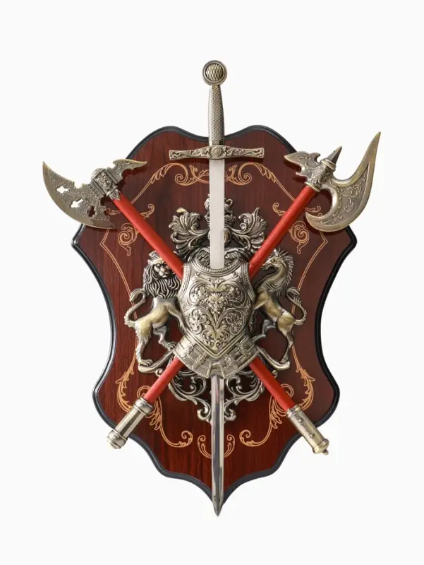 Панно на стену &laquo;Геральдика. Конь и лев с доспехами&raquo;, декор настенный, щит декоративный