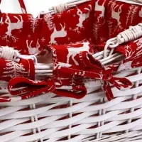 Корзина плетеная 37 х 28 х 18 см, ручка h=13 см белая, НГ ткань красный Корзина плетеная 37 х 28 х 18 см, ручка h=13 см белая, НГ ткань красный