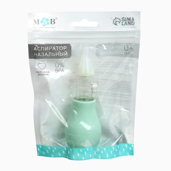 Аспиратор назальный Basic M&B, с колпачком, цвет бирюзовый Аспиратор назальный Basic M&B, с колпачком, цвет бирюзовый