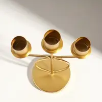 Подсвечник металл на 3 свечи "Канделябр" d=2,5 см золото 14,5х8х24 см