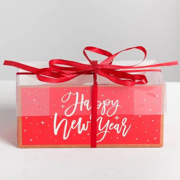 Коробка для капкейка Happy new year, 16 х 8 х 7.5 см Коробка для капкейка Happy new year, 16 х 8 х 7.5 см