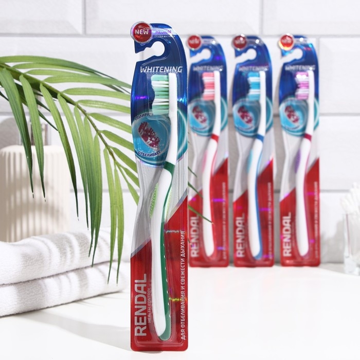 Зубная щётка Rendall Whitening, средней жёсткости, микс, 1 шт. Зубная щётка Rendall Whitening, средней жёсткости, микс, 1 шт.