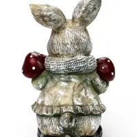 Садовая фигура из полистоуна &laquo;Зайка с грибами&raquo;, 26&times;12&times;16 см