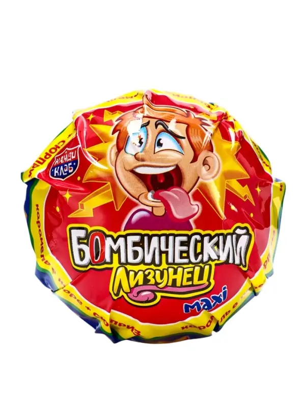 Карамель на палочке в наборе с подарком Карамель на палочке в наборе с подарком "Лизунец MAXI Бомбический" 112гр*24шт.