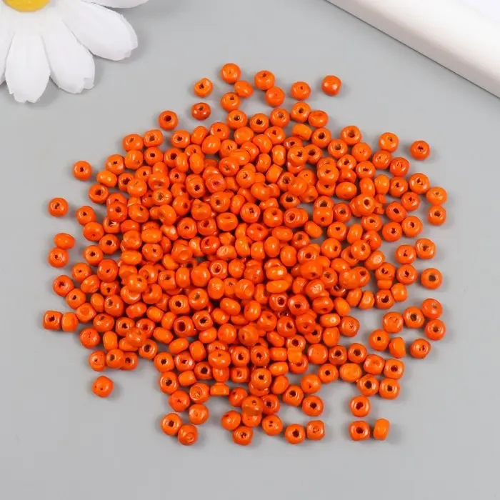 Бусины для творчества дерево "Оранжевые" d=0,4 см набор 20 гр