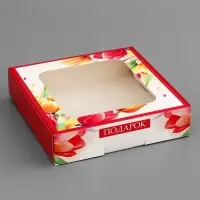 Коробка подарочная сборная с окном, упаковка, « С 8 марта», 13×13×3 см
