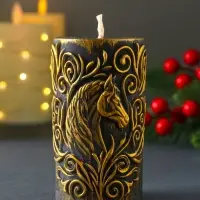 Декоративная свеча "Столбик с лошадью" (бронза) 215 г 55х55х100 мм Декоративная свеча "Столбик с лошадью" (бронза) 215 г 55х55х100 мм