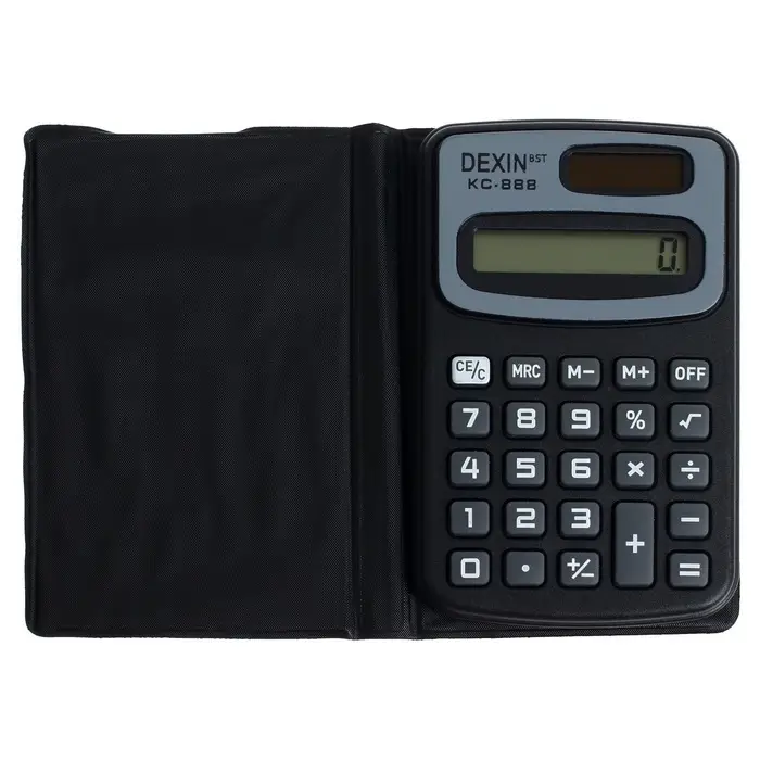 Калькулятор карманный с чехлом 8-разрядный, KC - 888, работает от батарейки (таблетка Ag 10)