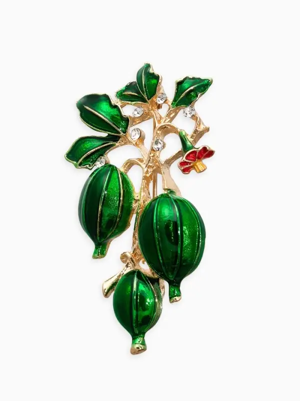 Брошь &laquo;Крыжовник&raquo;, зелёная в золоте