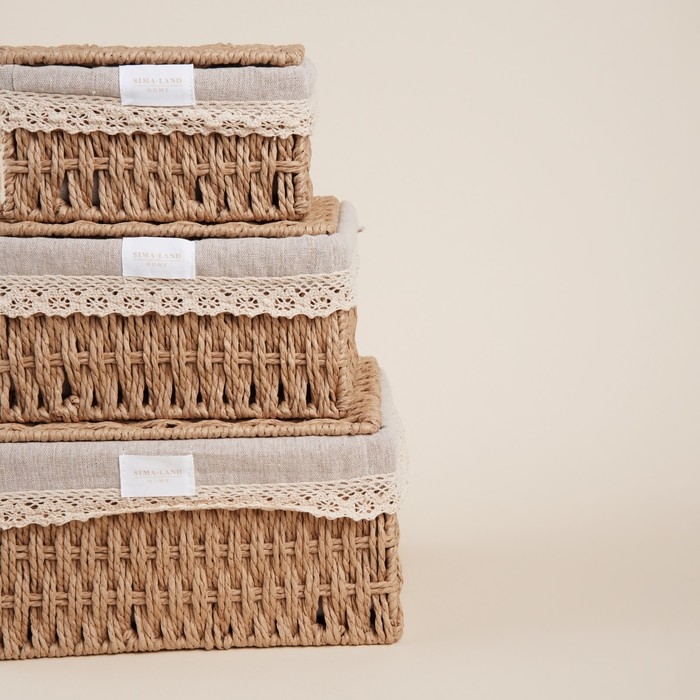 Набор плетеных корзин для хранения ручной работы SL Home, 3 шт Набор плетеных корзин для хранения ручной работы SL Home, 3 шт