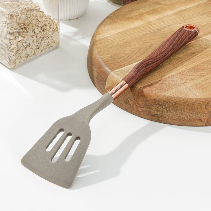 Лопатка с прорезями Доляна «Лакруа», 33,5 см, цвет серый/коричневый