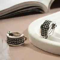 Клипсы для ушей QF &laquo;Грейс&raquo;, шарики, цвет чернёное серебро