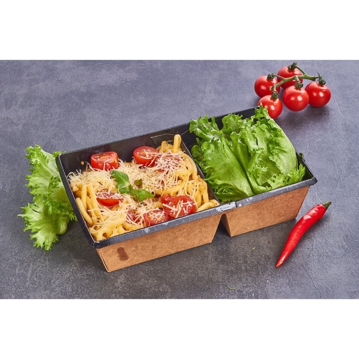 Салатник двухсекционный, черный, 20 х 12 х 5,5 см, 0,8 л Салатник двухсекционный, черный, 20 х 12 х 5,5 см, 0,8 л