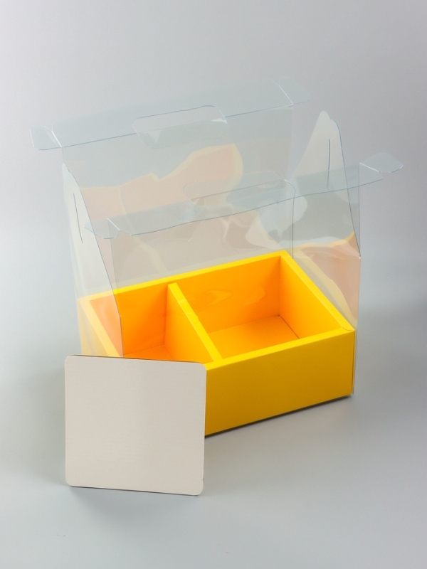 Коробка с PVC для цветов и десертов 26 х 18 х 30 см, желтый Коробка с PVC для цветов и десертов 26 х 18 х 30 см, желтый