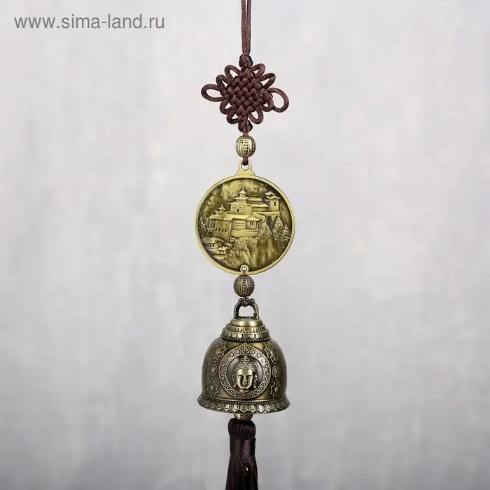 Колокольчик металл "Монета с буддой" 1 колокол d=4,8 см 39х5,3х4,8 см Колокольчик металл "Монета с буддой" 1 колокол d=4,8 см 39х5,3х4,8 см