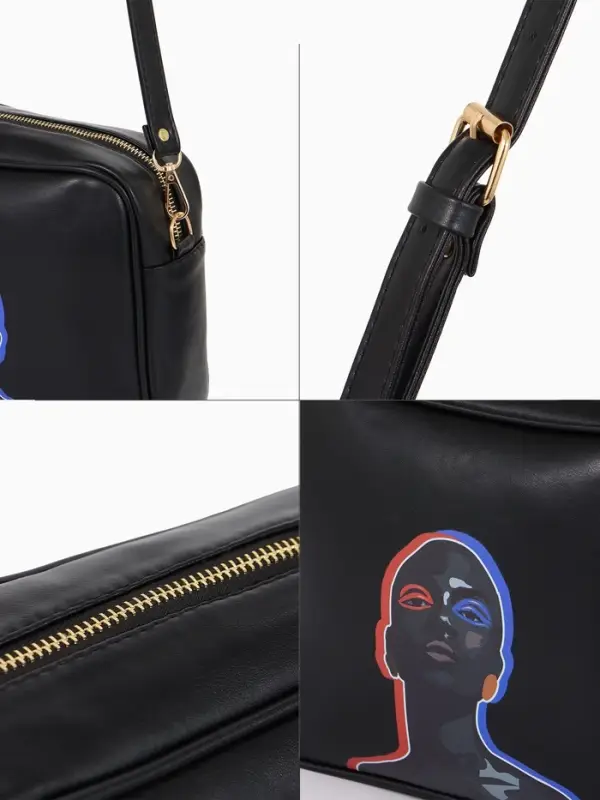 Сумка женская на молнии TEXTURA, 22&times;8&times;17 см, с цветным принтом, чёрная