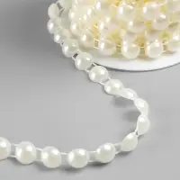 Жемчуг на нитях, плоский, 10 мм, 9&plusmn;1 м, цвет молочный