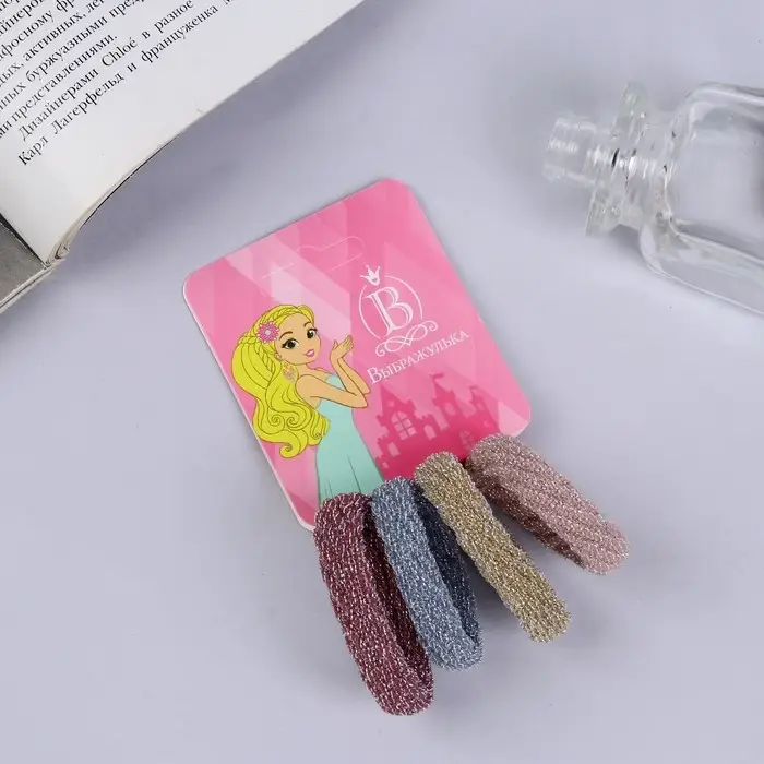 Резинка для волос Резинка для волос "Махрушка" (набор 4 шт) косичка блеск, 4 см