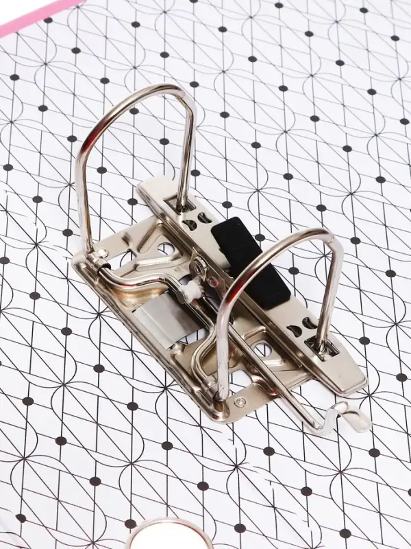 Папка-регистратор А4, 75 мм, ПВХ, тиснение &laquo;лен&raquo;, металлическая окантовка, карман на корешок, собранная, собранная, темно-розовая