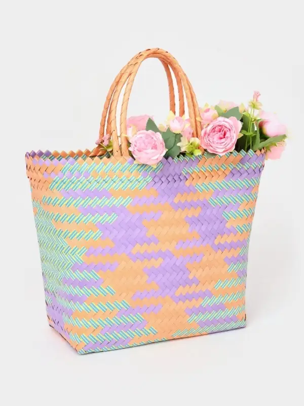 Сумка плетёная, 30&times;10&times;30 см, пластик, разноцветная