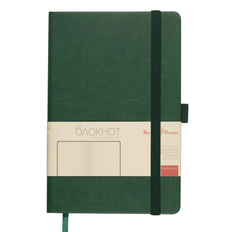 Блокнот А5 80л Bruno Visconti CITY на резинке зеленый 3-698/04
