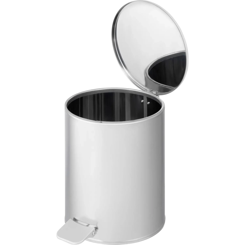 Ведро мусорное стальное 15л круглое серебр с педалью и крышкой 250х330мм